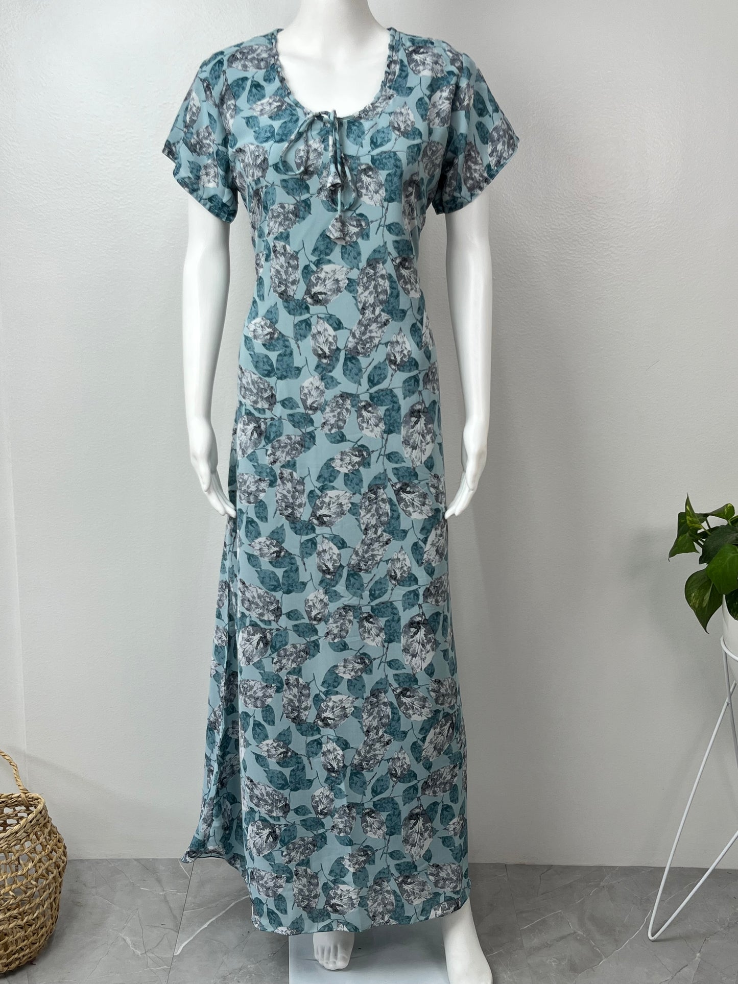 Blue Soft & Breathable Chiffon Nightgown for Women