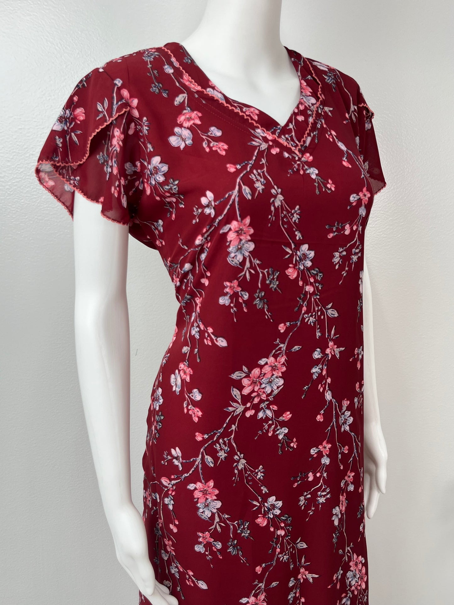 Maroon Premium Chiffon Fabric Nighty for Women