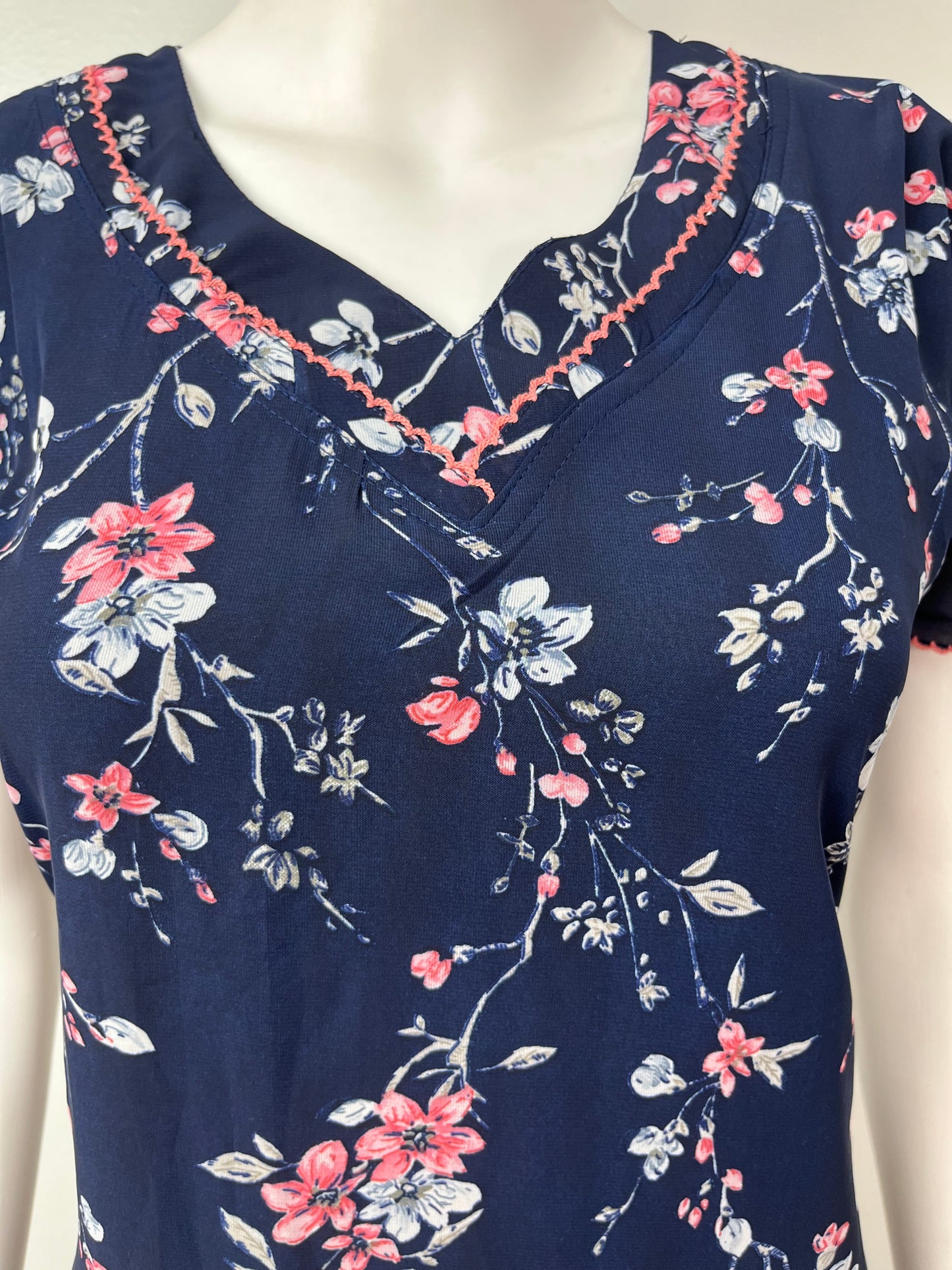 Navy Blue Chiffon Nightgown for Women