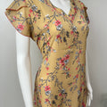 Mustard Charm Printed Chiffon Nightgown for Women