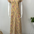 Mustard Charm Printed Chiffon Nightgown for Women