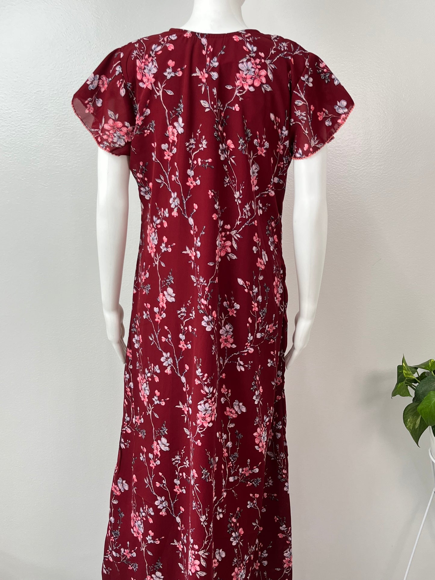Maroon Premium Chiffon Fabric Nighty for Women