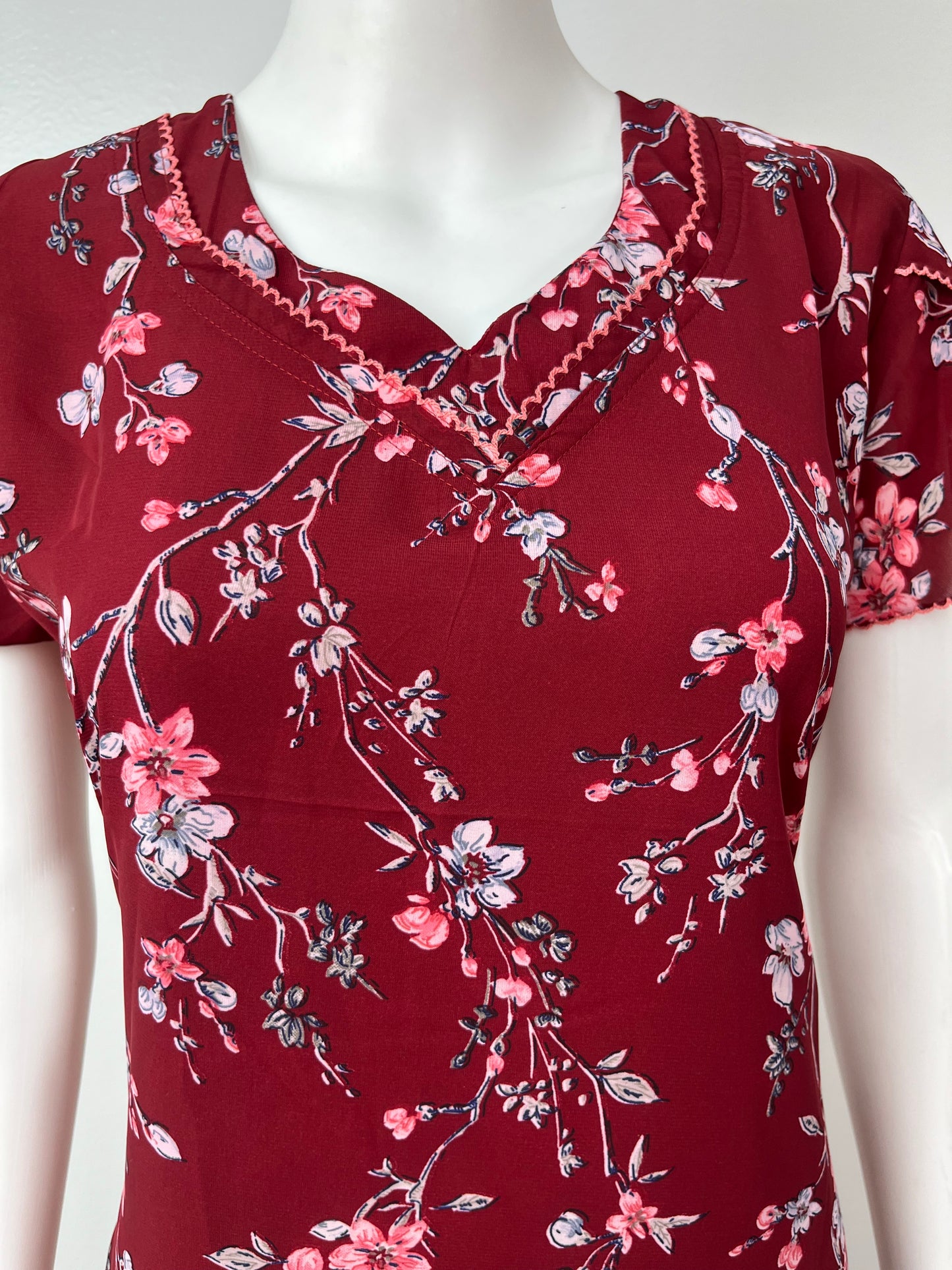 Maroon Premium Chiffon Fabric Nighty for Women