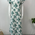 Green Flora Chiffon Soft & Breathable Nighty for Women