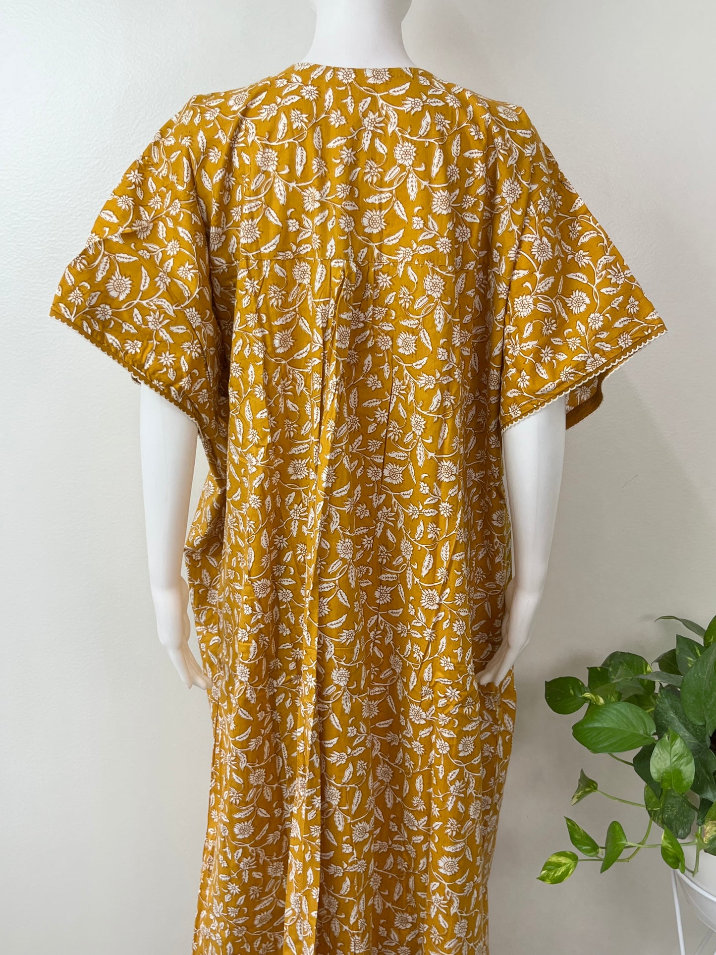 Mustard 100% Cotton Nightgown for Women