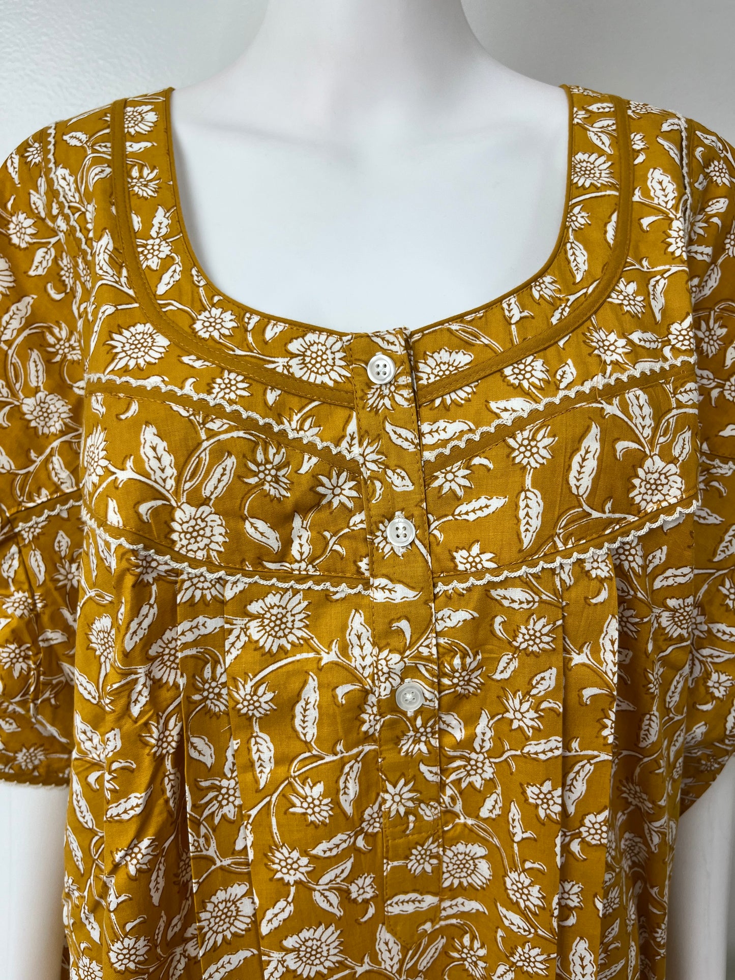 Mustard 100% Cotton Nightgown for Women