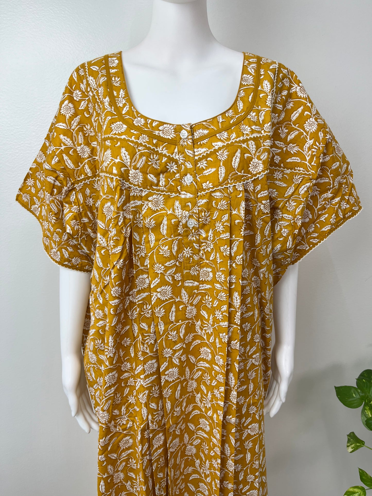 Mustard 100% Cotton Nightgown for Women