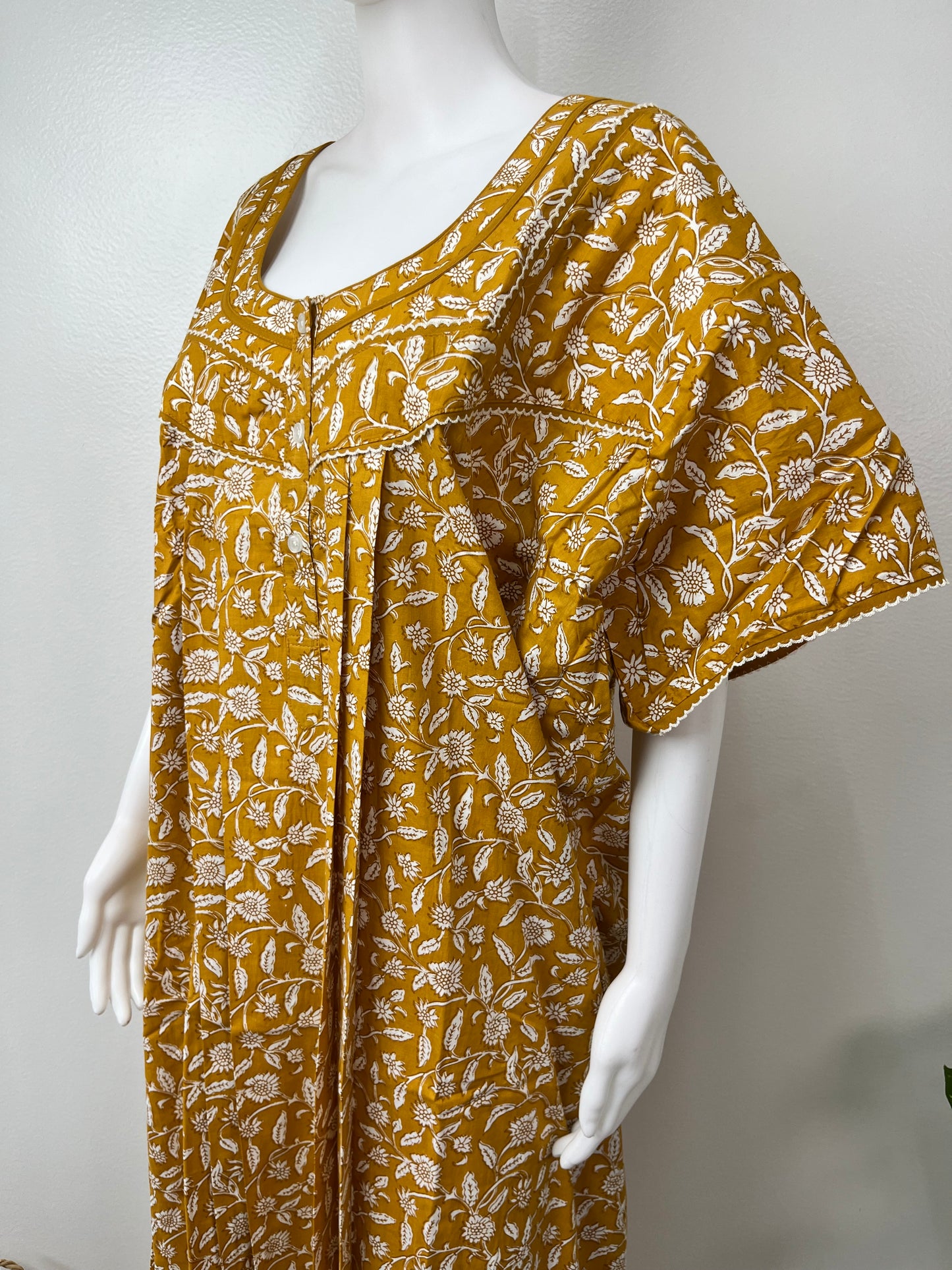 Mustard 100% Cotton Nightgown for Women