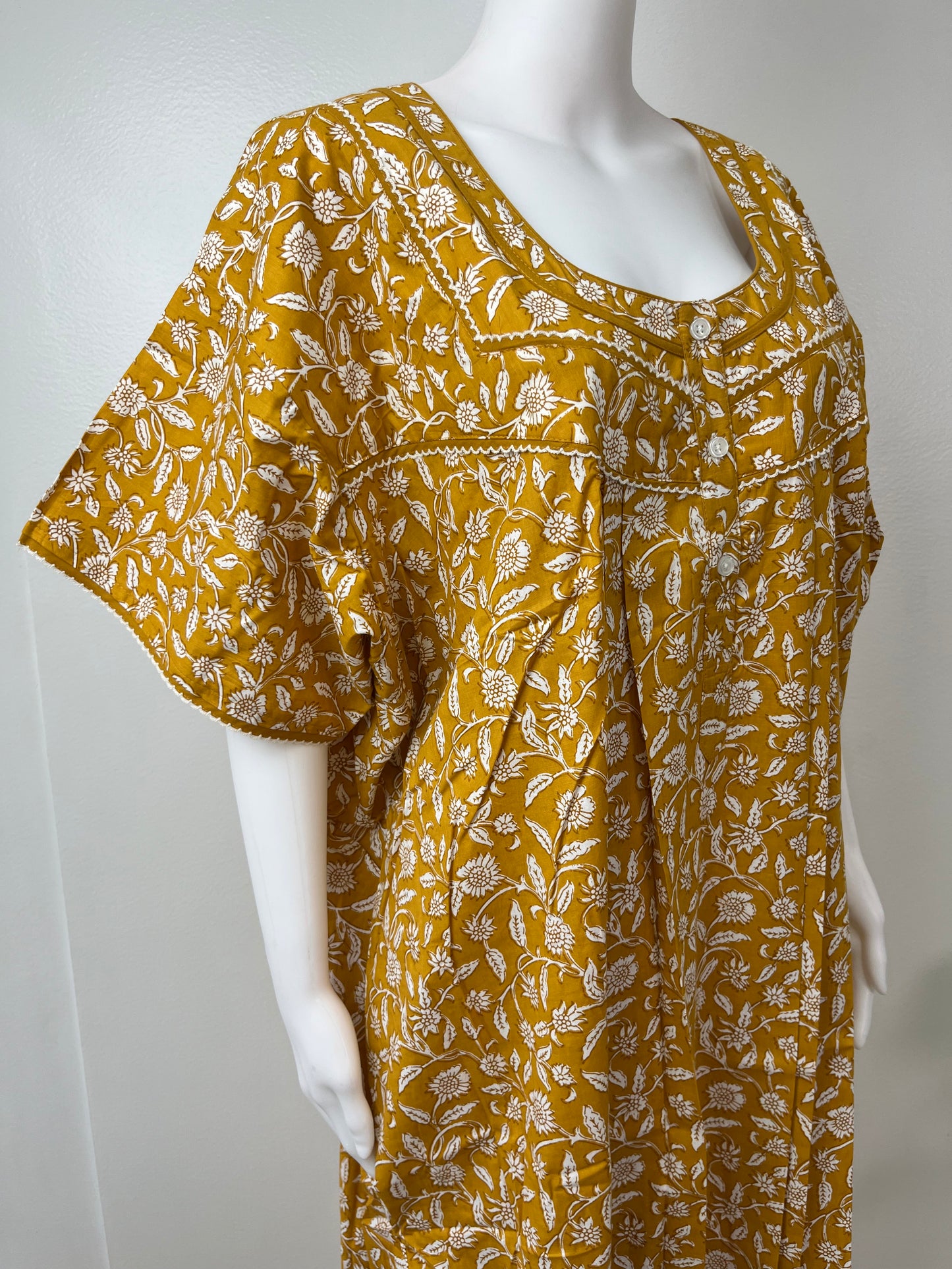 Mustard 100% Cotton Nightgown for Women