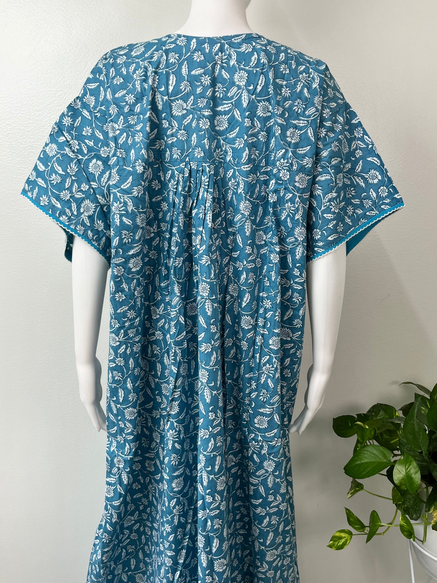 Blue Pure Cotton Women's Nightgown