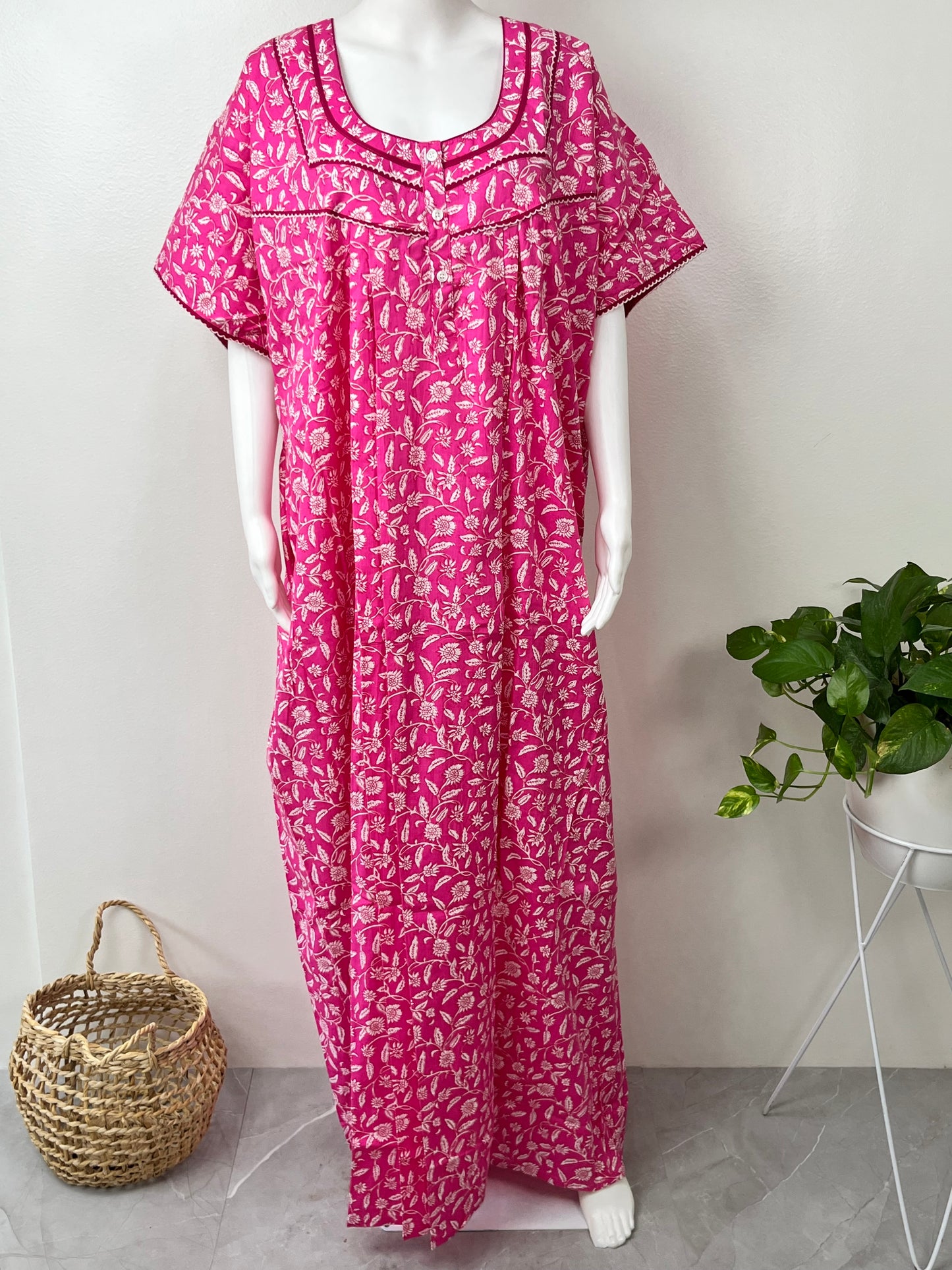 Pink 100% Cotton Nighty Soft & Comfortable