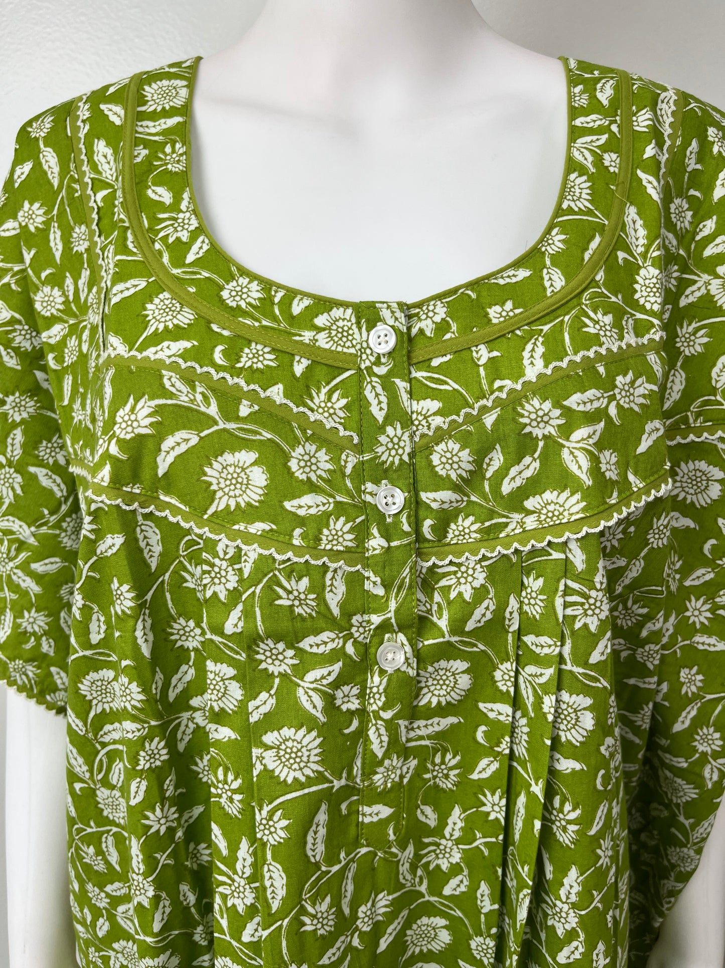 Sage Green Pure Cotton Nightgown Elegant & Breathable