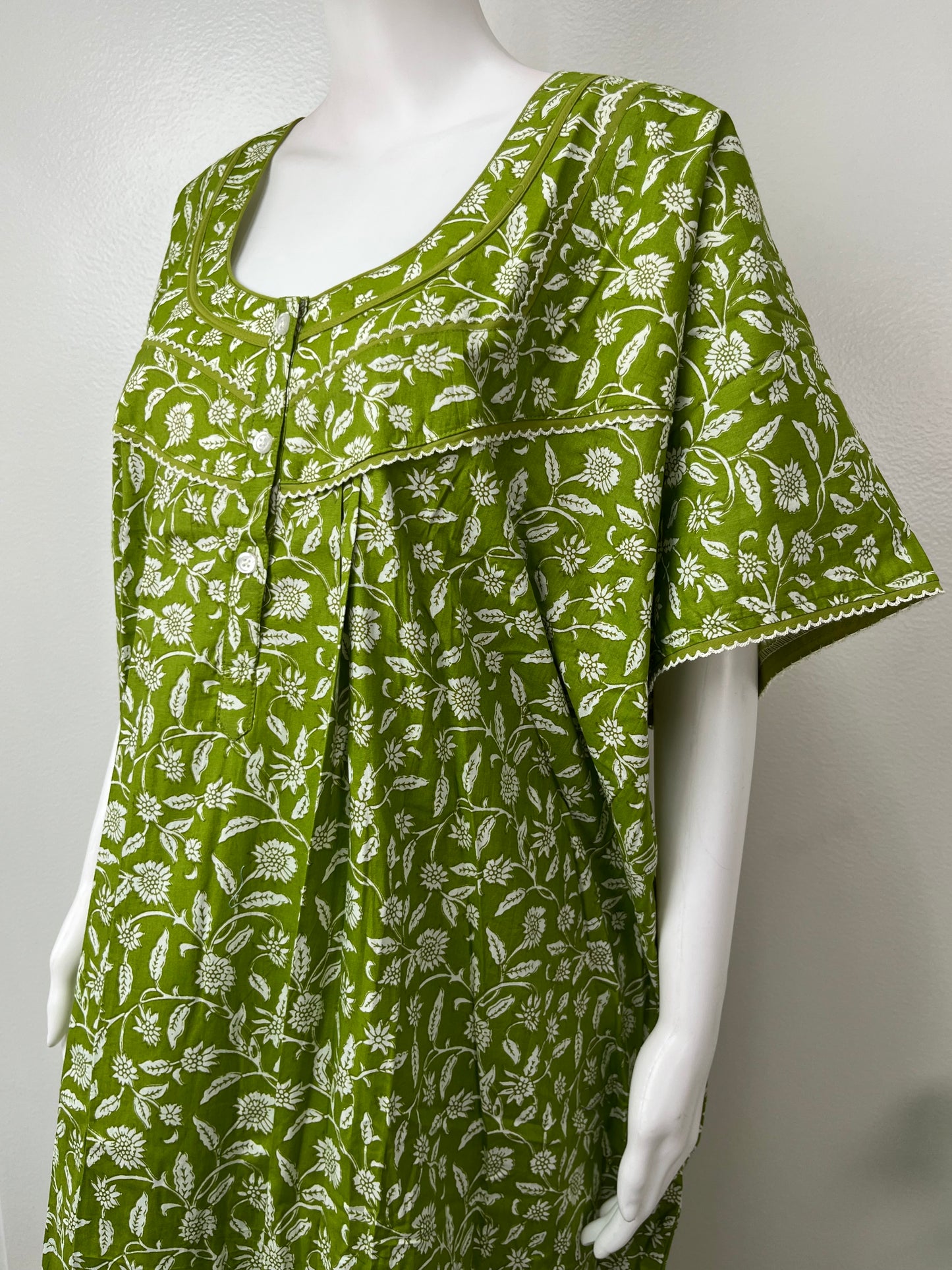 Sage Green Pure Cotton Nightgown Elegant & Breathable