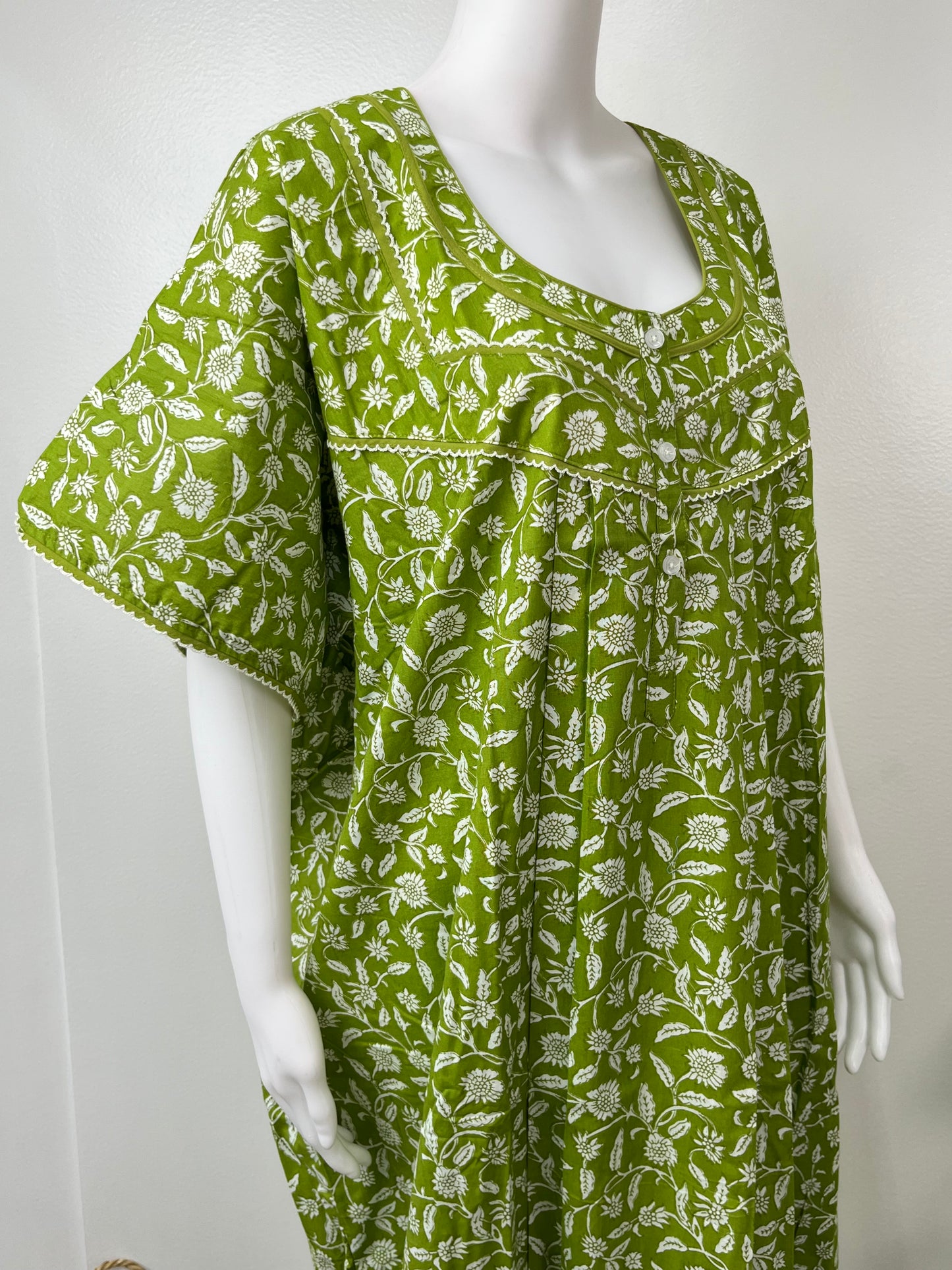 Sage Green Pure Cotton Nightgown Elegant & Breathable