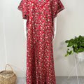 Red Floral Printed 100% Cotton Nightgown