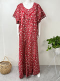 Red Floral Printed 100% Cotton Nightgown