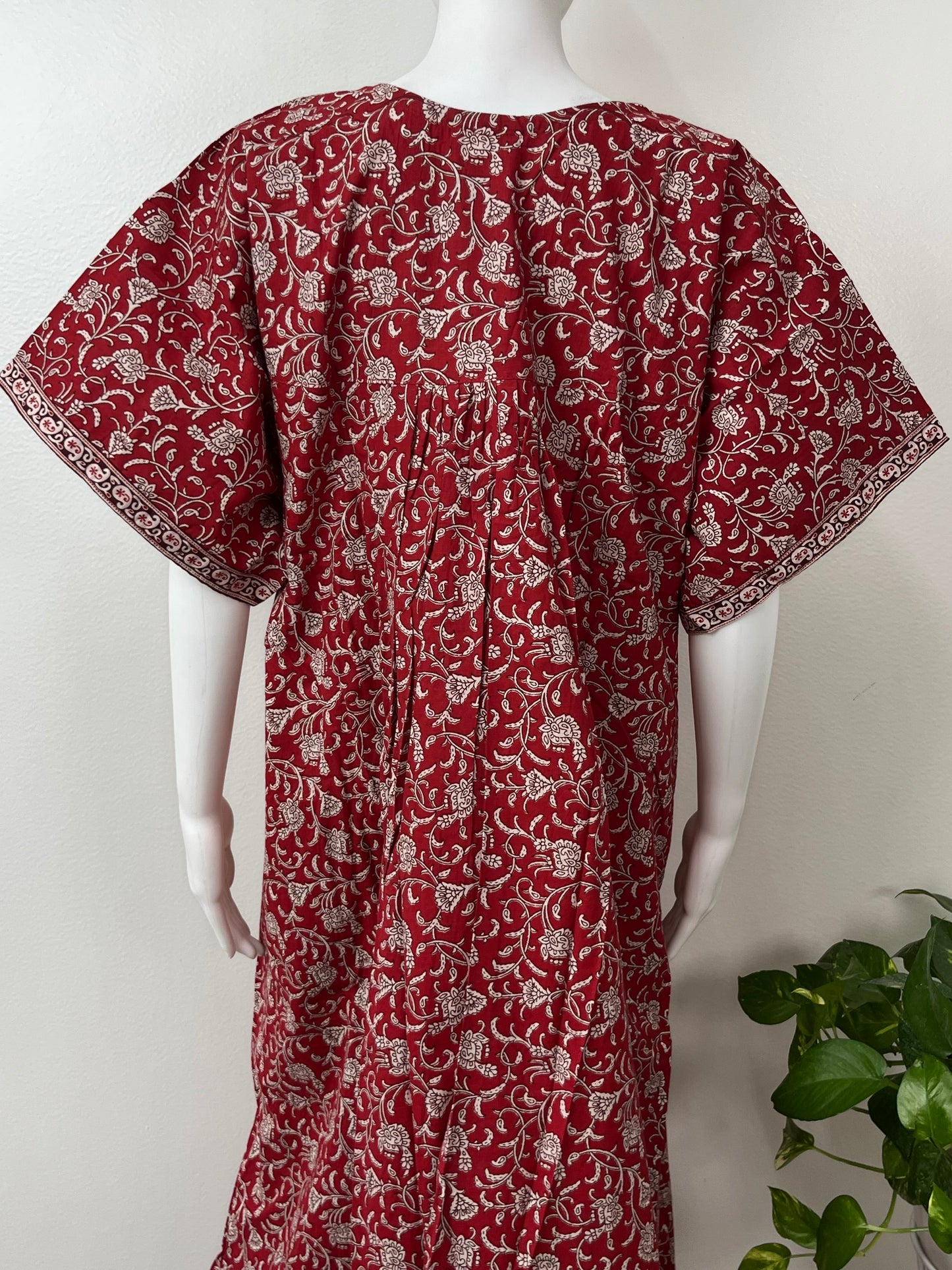 Red Floral Printed 100% Cotton Nightgown
