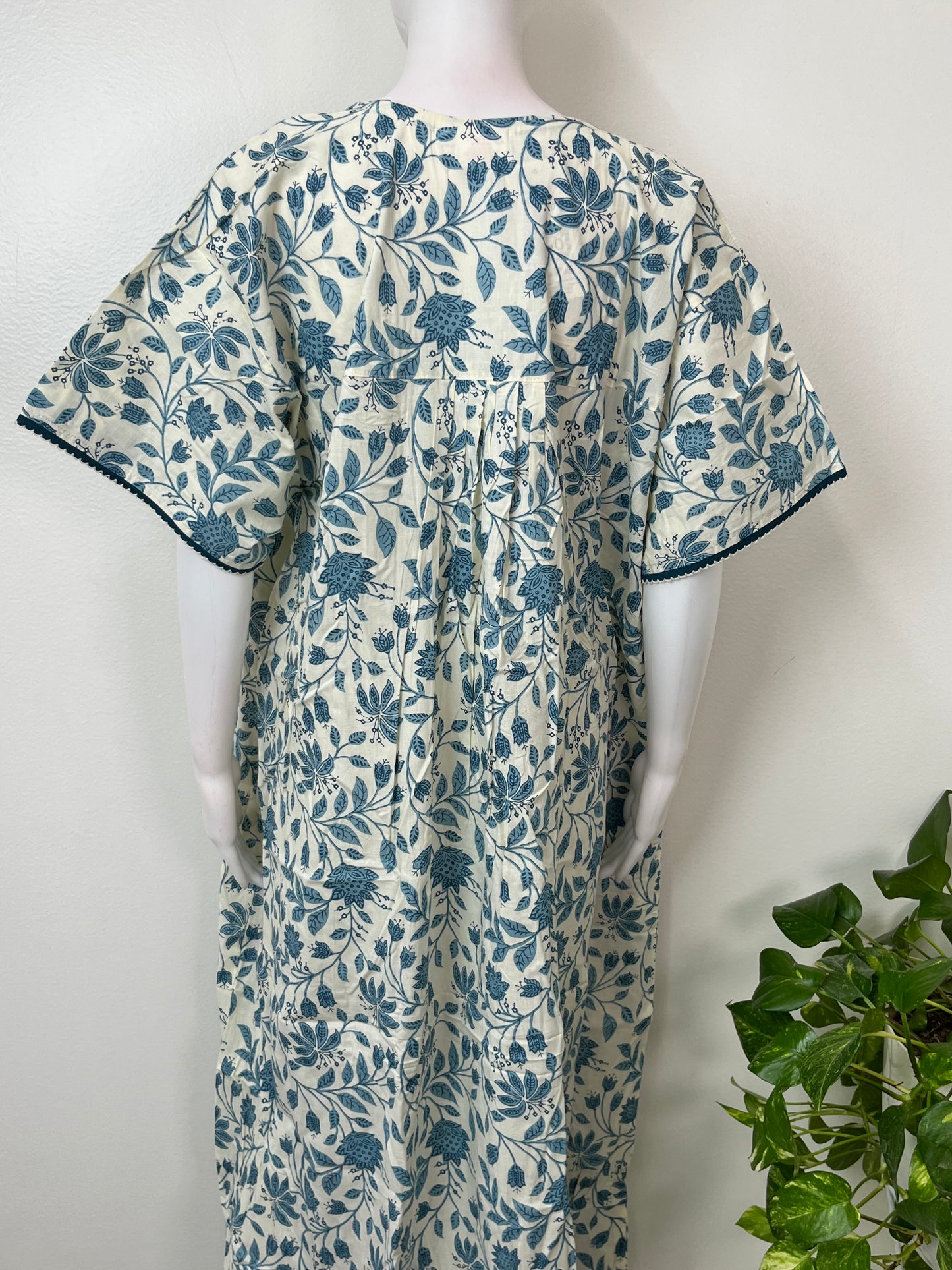 Blue Pure Cotton Nighty Elegant & Breathable