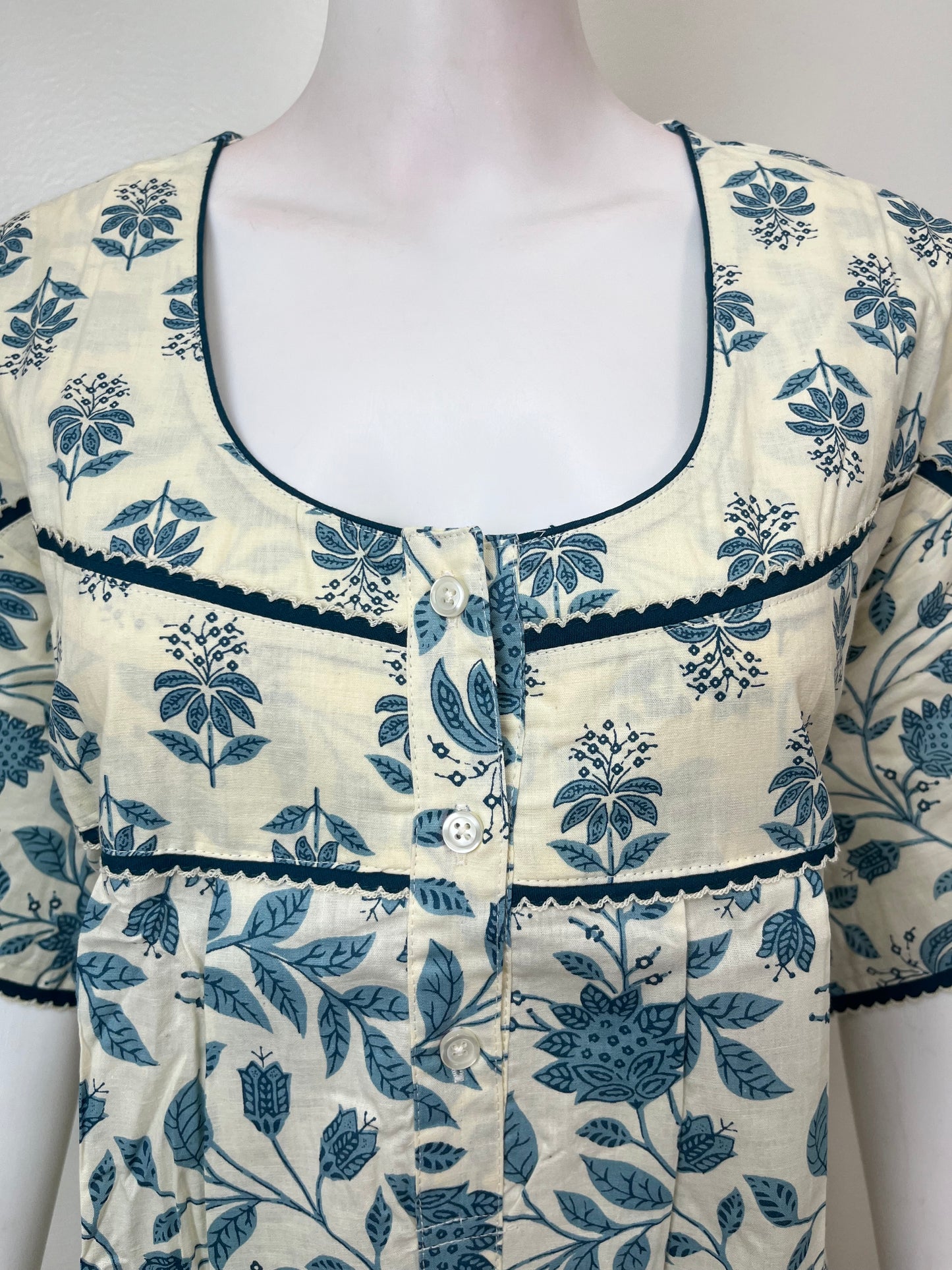 Blue Pure Cotton Nighty Elegant & Breathable