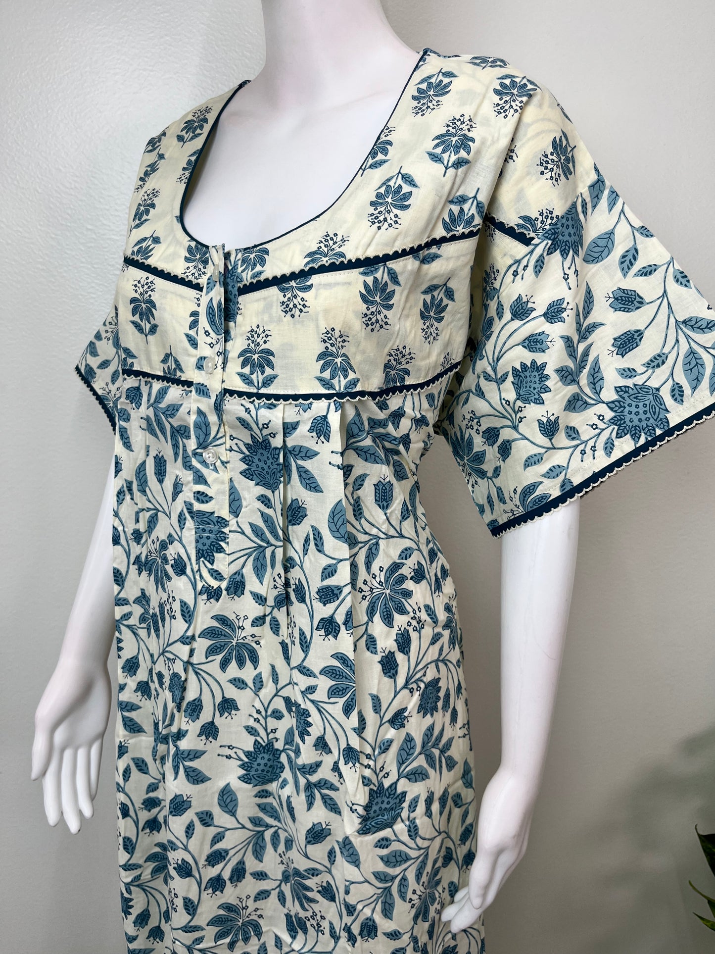 Blue Pure Cotton Nighty Elegant & Breathable