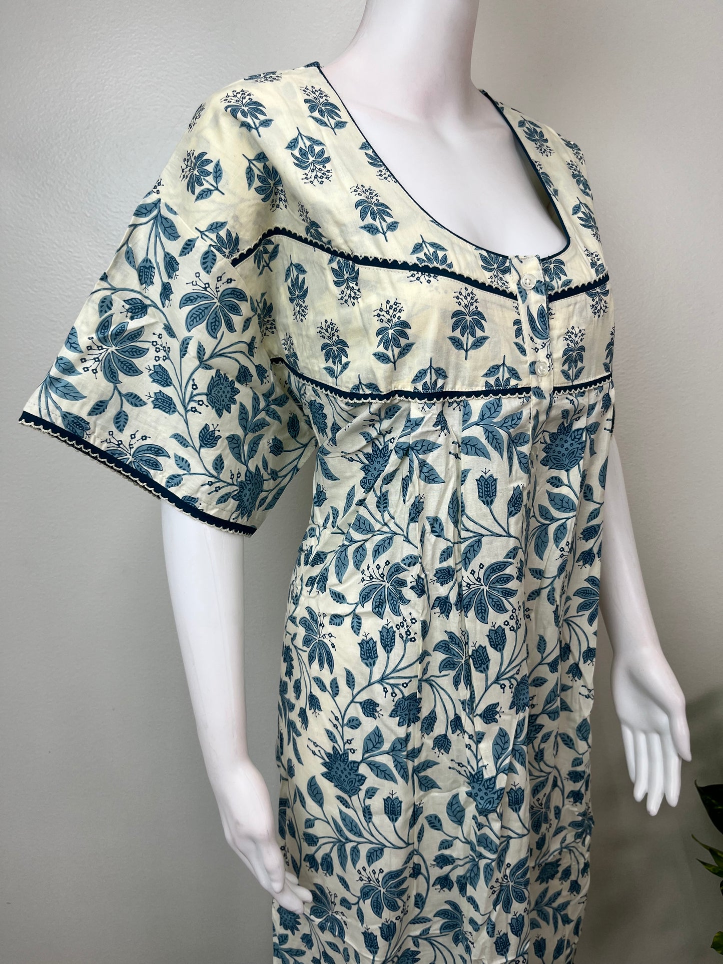 Blue Pure Cotton Nighty Elegant & Breathable