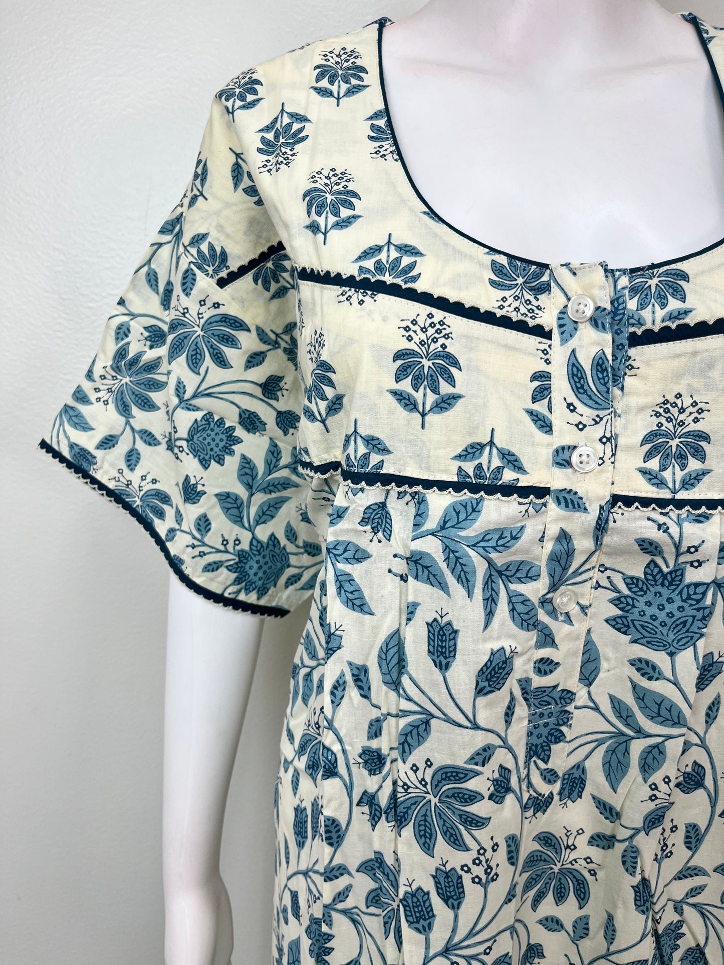 Blue Pure Cotton Nighty Elegant & Breathable