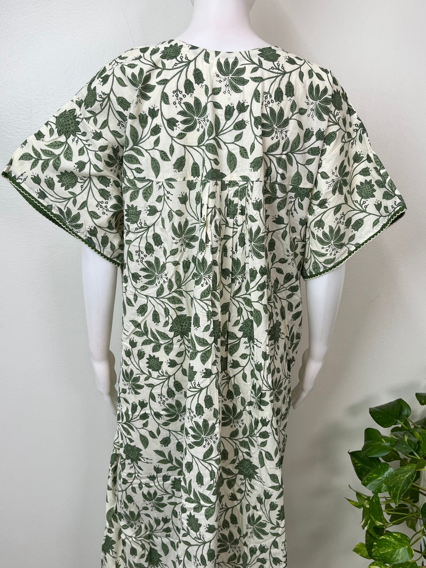 Green Pleated 100 % Cotton Nighty
