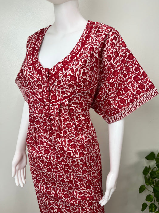 Red 100% Cotton Nightgown Soft & Comfortable