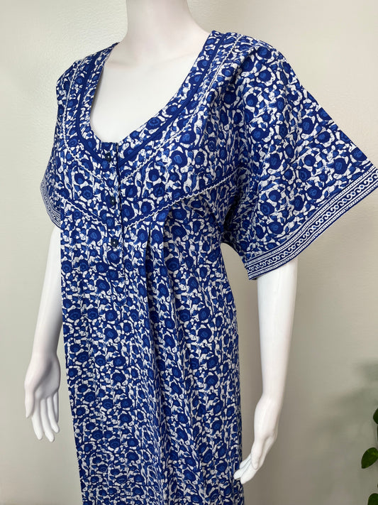 Royal Blue Pure Cotton Nighty for Women