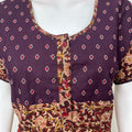 Brown Kalamkari Printed with Contrast Embroidery
