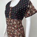Black Pure Cotton Embroidered Nighty for Women