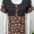 Black Pure Cotton Embroidered Nighty for Women