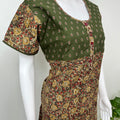 Olive Green Kalamkari Embroidered Nightgown