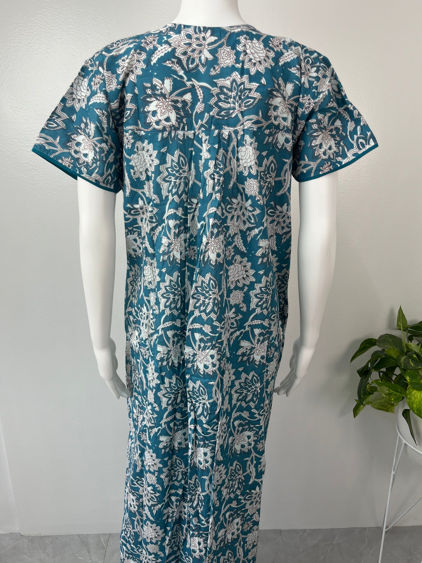 Turquoise 100% Pure Cotton Women's Nightgown