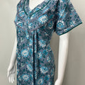 Grey Pure Cotton Nighty with Contrast Print