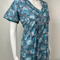 Grey Pure Cotton Nighty with Contrast Print