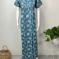 Grey Pure Cotton Nighty with Contrast Print