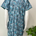 Grey Pure Cotton Nighty with Contrast Print