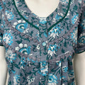 Grey Pure Cotton Nighty with Contrast Print