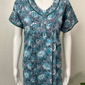 Grey Pure Cotton Nighty with Contrast Print