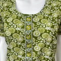 Green A-Line Pure Cotton Nightgown for Women