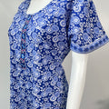 Blue Printed A-Line Cotton Nighty Soft & Comfortable