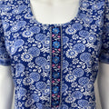 Blue Printed A-Line Cotton Nighty Soft & Comfortable