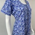 Blue Printed A-Line Cotton Nighty Soft & Comfortable