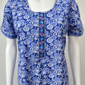 Blue Printed A-Line Cotton Nighty Soft & Comfortable