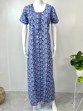 Blue Printed A-Line Cotton Nighty Soft & Comfortable