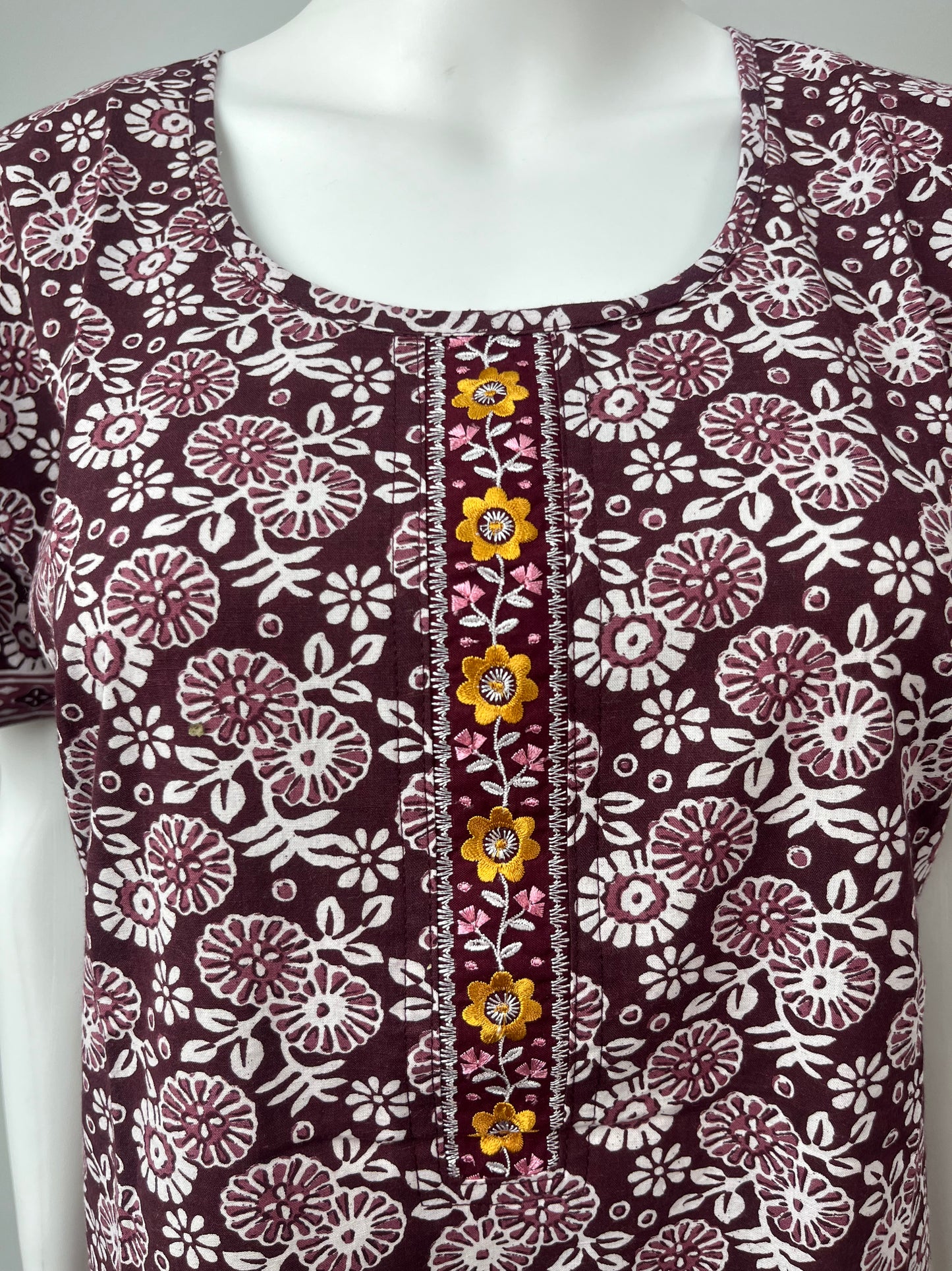 Maroon Printed Pure Cotton Nightgown Soft and Comfortable