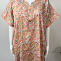 Orange Printed A-Line Pure Cotton Nighty for Women