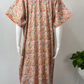 Orange Printed A-Line Pure Cotton Nighty for Women