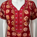 Red Batik Printed Pure Cotton Nighty